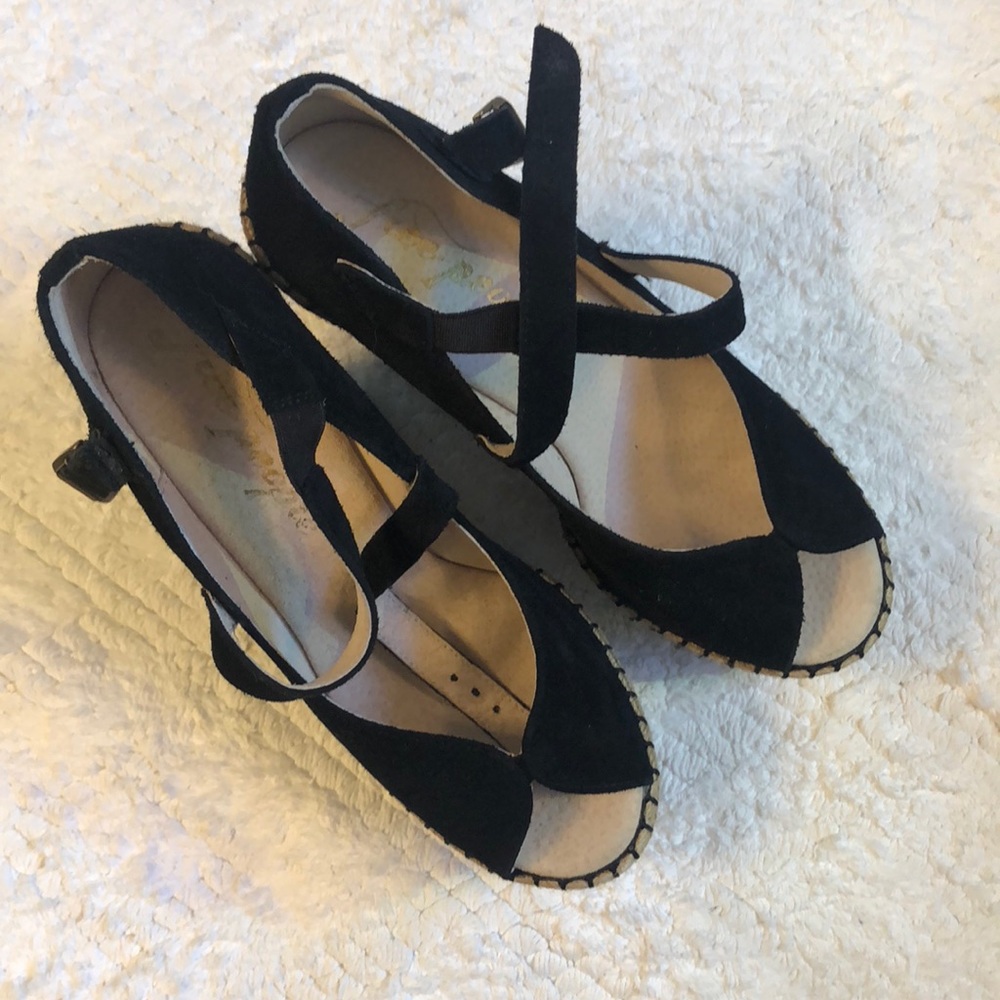 Free people Black Terrace Wedges